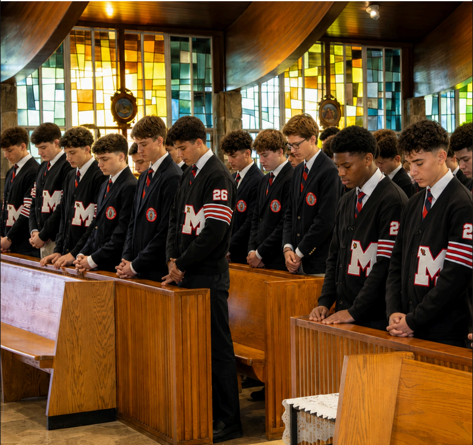 Students at Mass in the Shrine Chapel